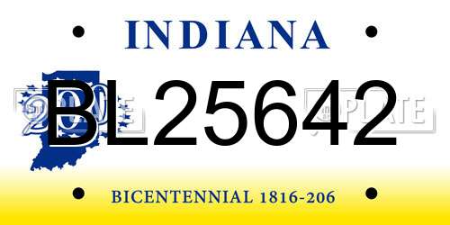 BL25642 Indiana License Plate