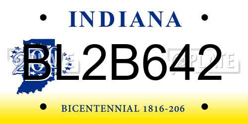 BL2B642 Indiana License Plate
