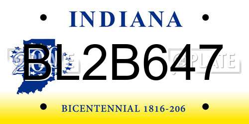 BL2B647 Indiana License Plate