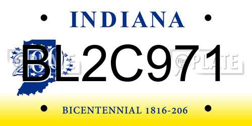 BL2C971 Indiana License Plate