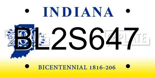 BL2S647 Indiana License Plate