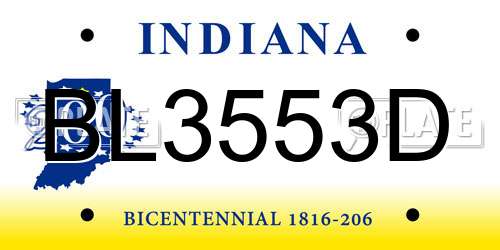 BL3553D Indiana License Plate