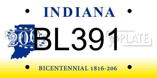 BL391 Indiana License Plate