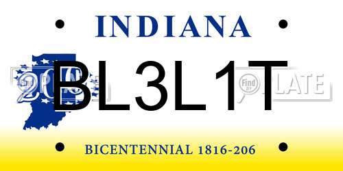 BL3L1T Indiana License Plate