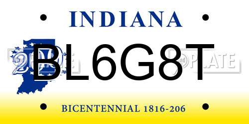 BL6G8T Indiana License Plate