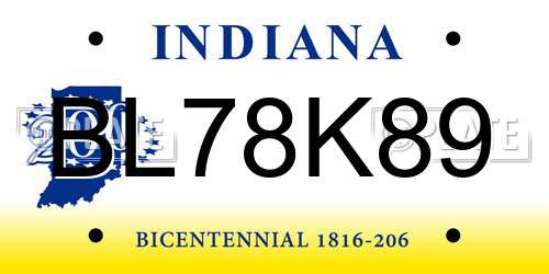 BL78K89 Indiana License Plate