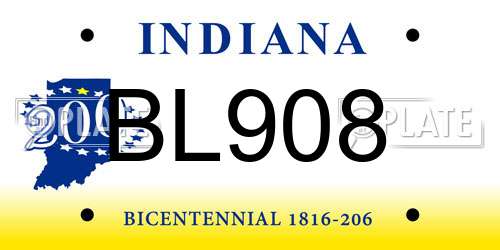BL908 Indiana License Plate