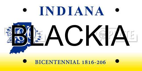BLACKIA Indiana License Plate