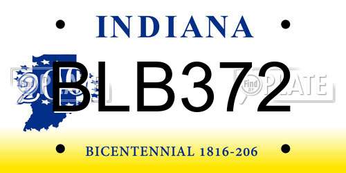 BLB372 Indiana License Plate
