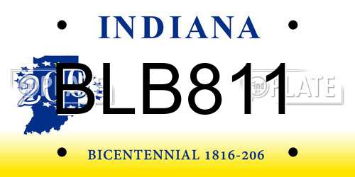BLB811 Indiana License Plate
