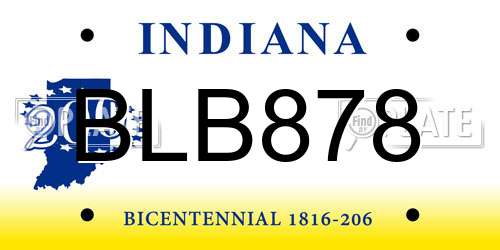 BLB878 Indiana License Plate