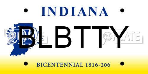 BLBTTY Indiana License Plate