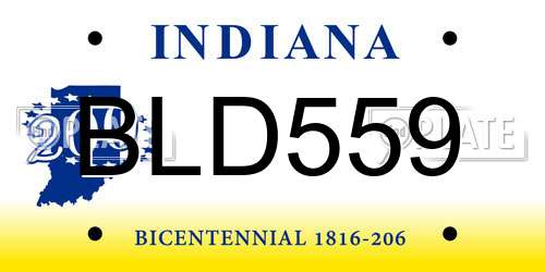 BLD559 Indiana License Plate