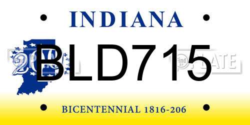 BLD715 Indiana License Plate