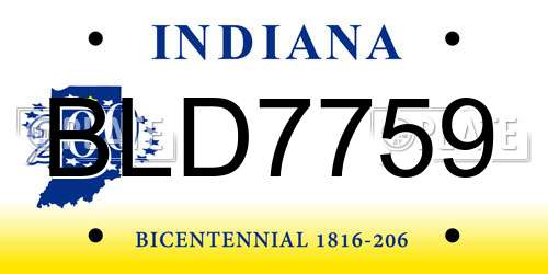 BLD7759 Indiana License Plate