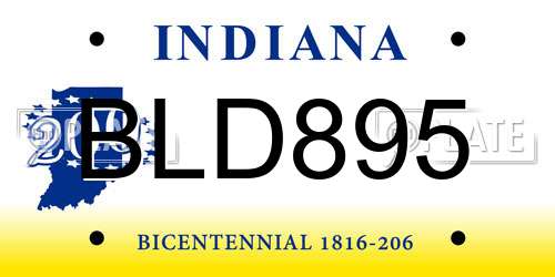 BLD895 Indiana License Plate