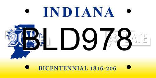 BLD978 Indiana License Plate