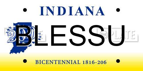 BLESSU Indiana License Plate