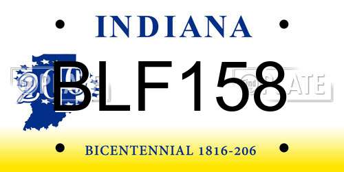 BLF158 Indiana License Plate