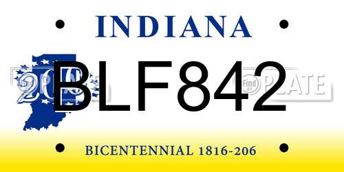 BLF842 Indiana License Plate