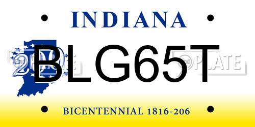 BLG65T Indiana License Plate