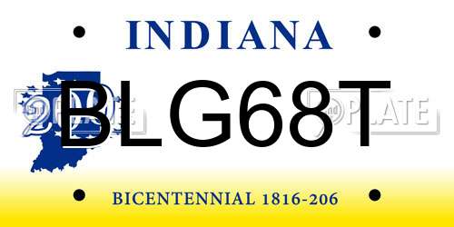 BLG68T Indiana License Plate
