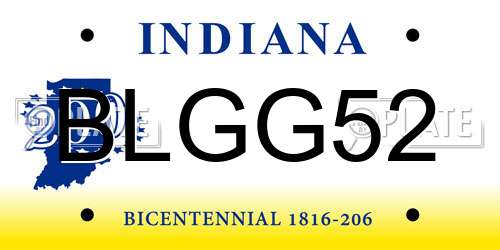 BLGG52 Indiana License Plate