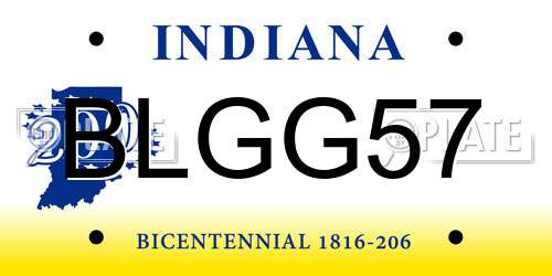 BLGG57 Indiana License Plate