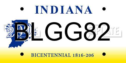 BLGG82 Indiana License Plate
