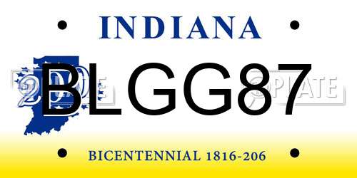 BLGG87 Indiana License Plate