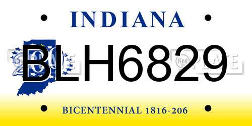 BLH6829 Indiana License Plate