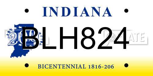 BLH824 Indiana License Plate