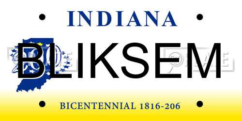 BLIKSEM Indiana License Plate