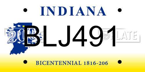 BLJ491 Indiana License Plate