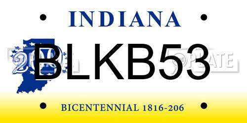 BLKB53 Indiana License Plate