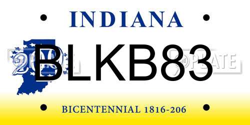 BLKB83 Indiana License Plate
