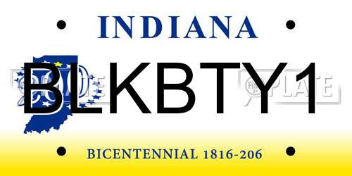 BLKBTY1 Indiana License Plate