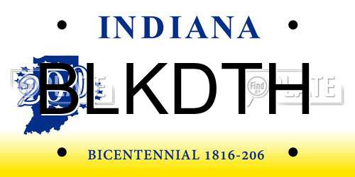 BLKDTH Indiana License Plate