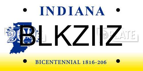 BLKZIIZ Indiana License Plate