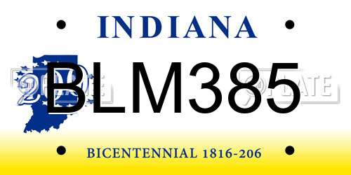 BLM385 Indiana License Plate