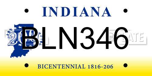 BLN346 Indiana License Plate