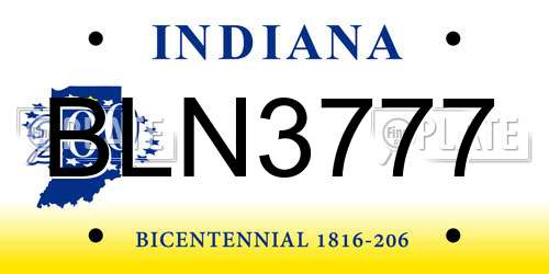 BLN3777 Indiana License Plate