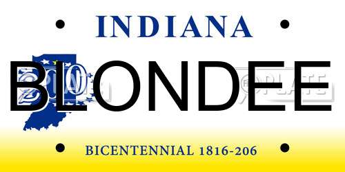 BLONDEE Indiana License Plate