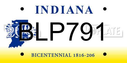 BLP791 Indiana License Plate