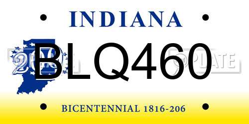 BLQ460 Indiana License Plate