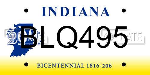 BLQ495 Indiana License Plate