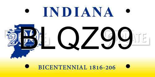 BLQZ99 Indiana License Plate