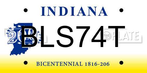 BLS74T Indiana License Plate