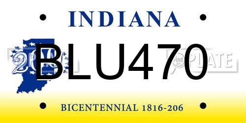 BLU470 Indiana License Plate