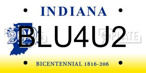 BLU4U2 Indiana License Plate